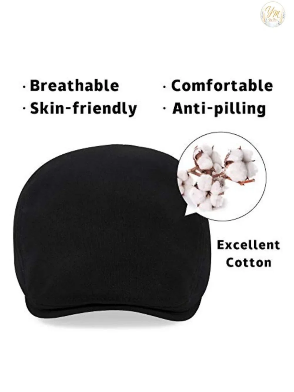 Men's Cotton Newsboy Cap Gatsby Flat Cap Adjustable Vintage Cabbie Driving Hat